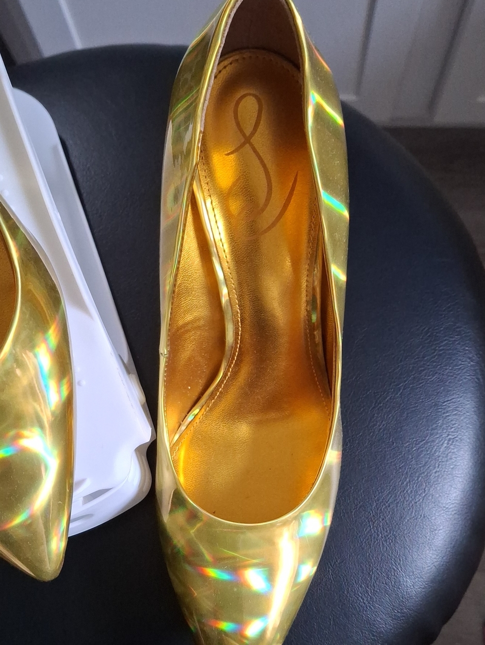 Sam Edelman Gold Metallic Pointed-Toe Pump